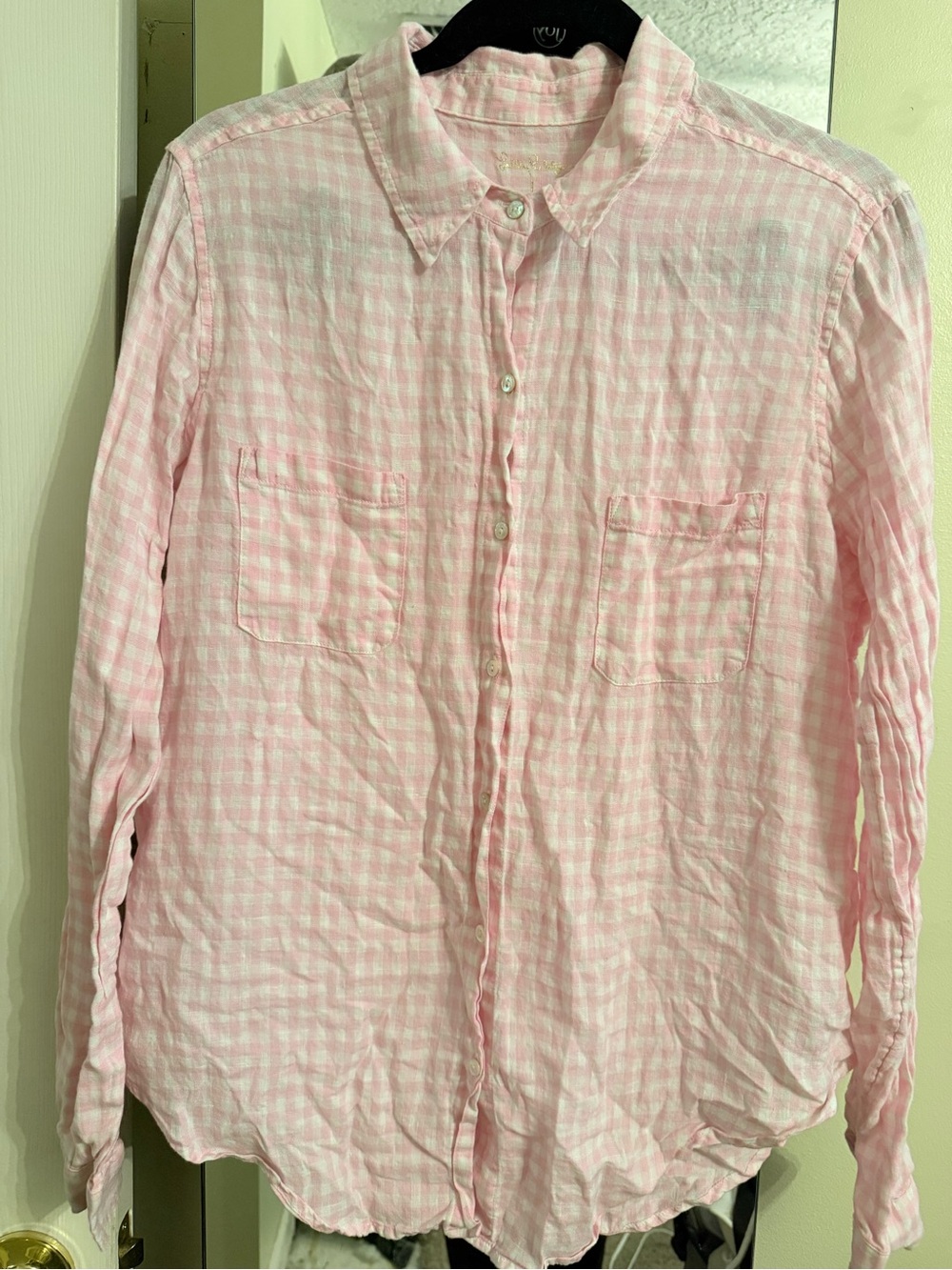 Lilly Pulitzer Pink Gingham Linen Button-Down Shirt
